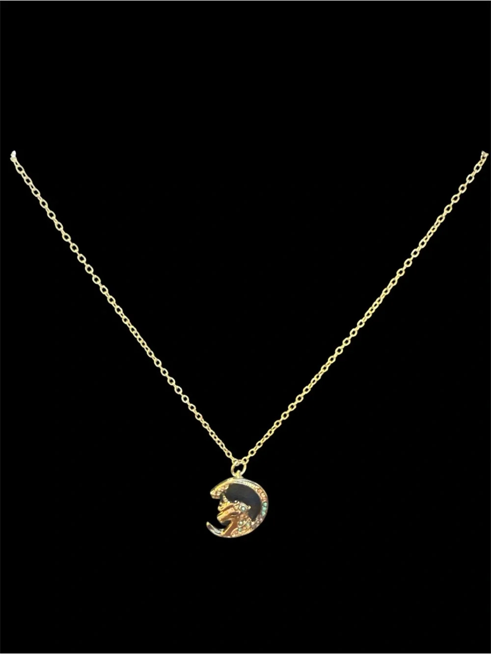 Silver Tone Unicorn Pendant Necklace -